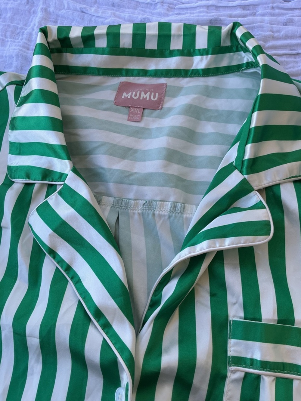 Mumu Green & White Stripe Button-Up Top